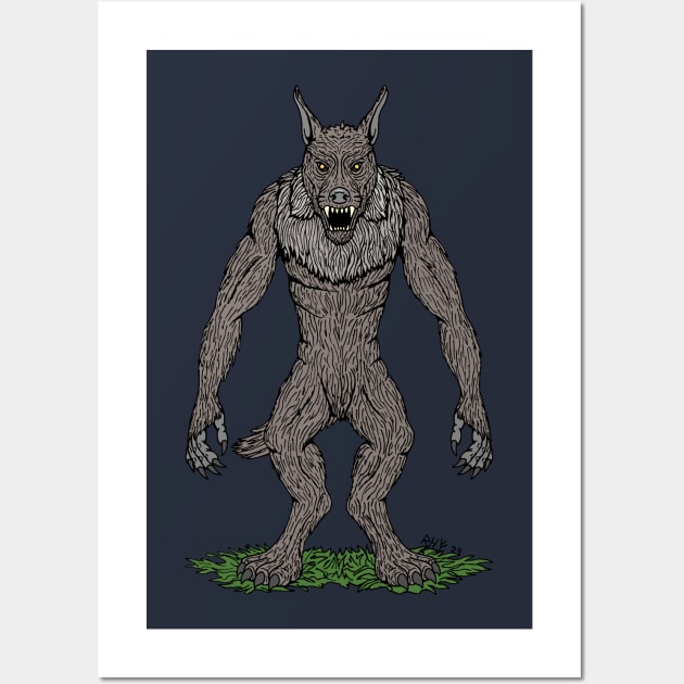 Dogman Cryptid or Werewolf Wall Art by AzureLionProductions